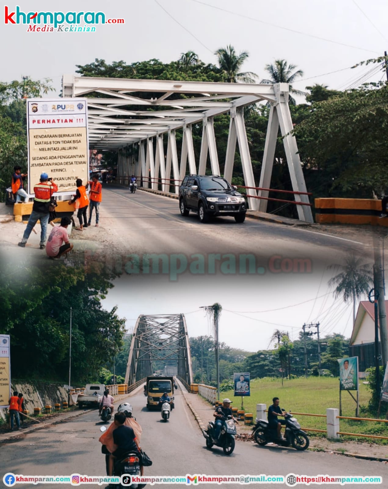 Akses Lalu Lintas Kerinci -Merangin Ditutup Saat Pembangunan Jembatan Tamiai Kerinci