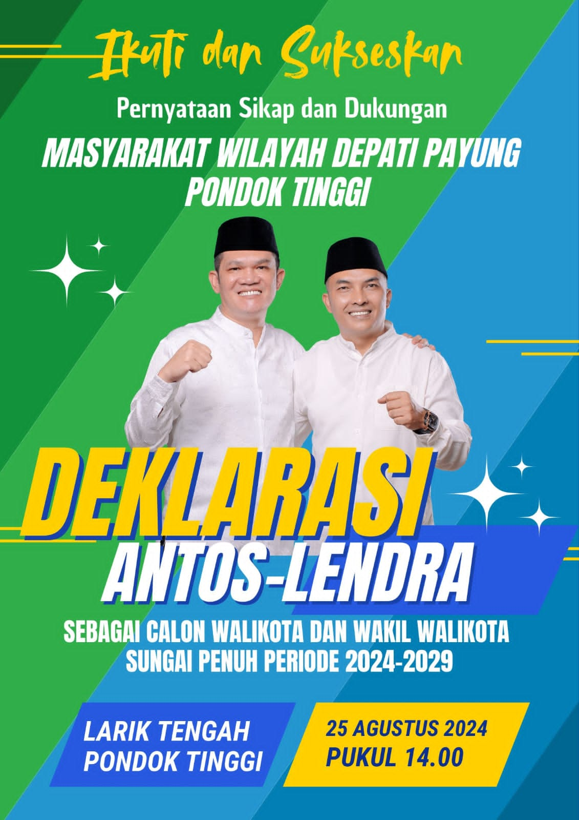 Masyarakat Wilayah Depati Payung Pondok Tinggi Bakal Adakan Deklarasi Untuk Antos - Lendra