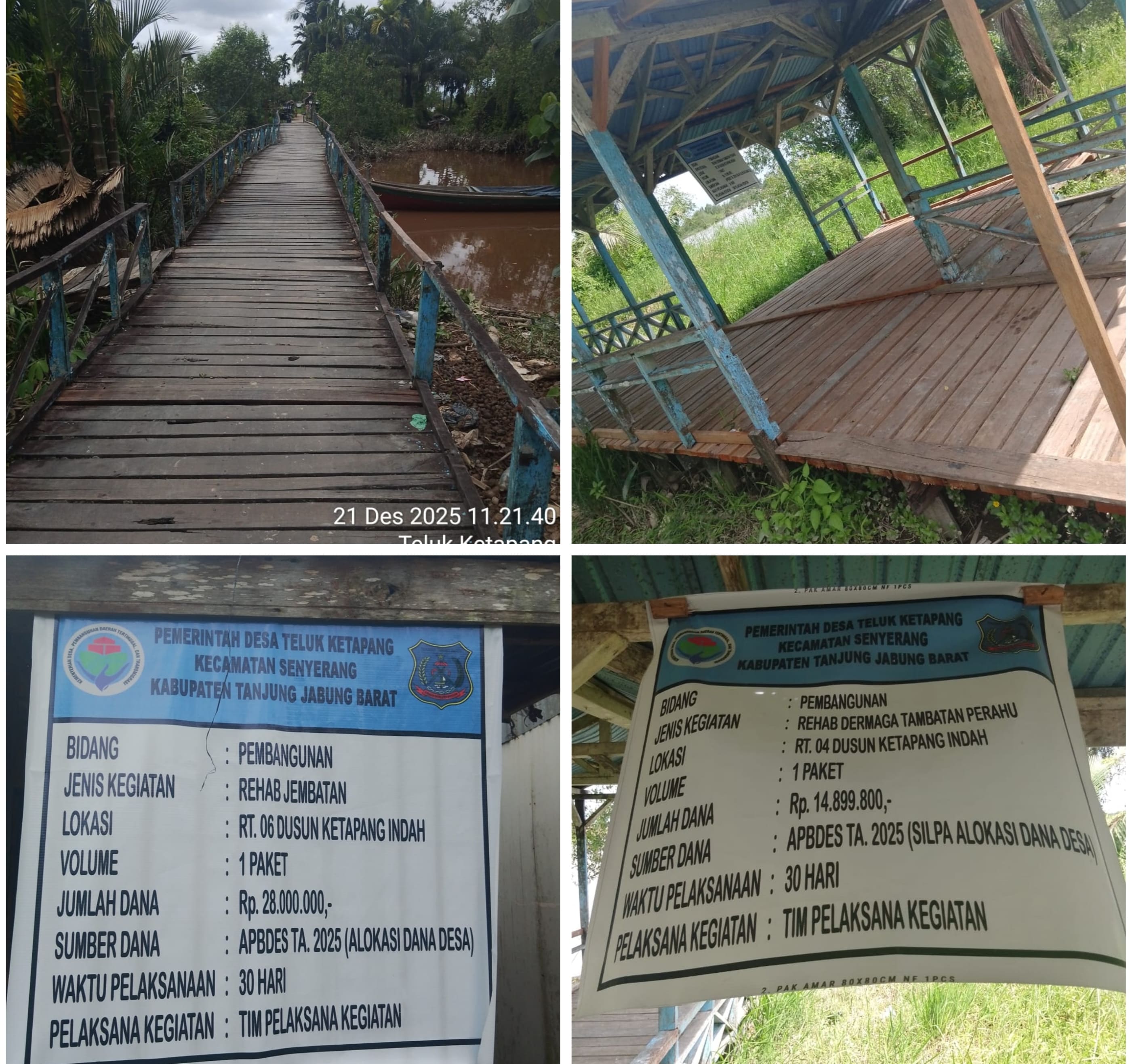 Terduga Kualitas Buruk, Proyek Rehabilitasi Jambatan Dan Dermaga Tambatan Perahu Desa Teluk Ketapang Dipertanyakan 
