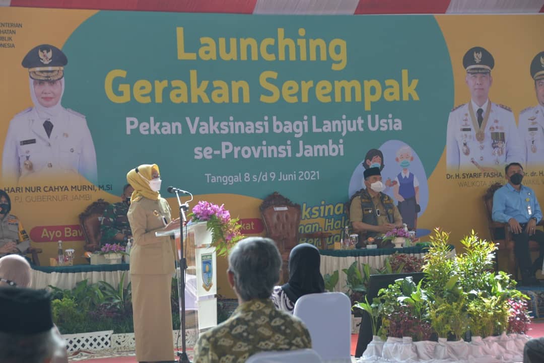 Pj. Gubernur Launching Gerakan Serempak Pekan Vaksin Lansia se-Provinsi Jambi Jambi
